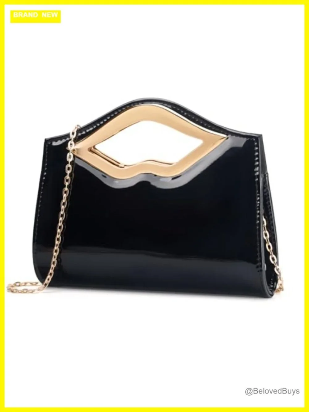 Vegan Leather Lip Handle Evening Clutch 3-in-1